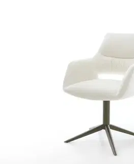 Jedálenské stoličky DELIFE Jedálenská stolička Yago-Flex s opierkami bouclé mäkký béžová podstava efektové prevedenie titán otočný o 360° hojdacia funkcia vrecková pružina