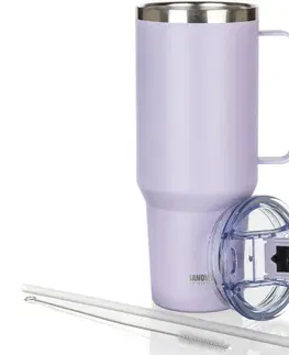 Termosky a termohrnčeky Banquet Termohrnček nehrdz. s uchom Twain 1200 ml, lila