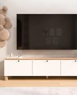 TV stolíky SMART TV stolík na nožičkách 3D, biela
