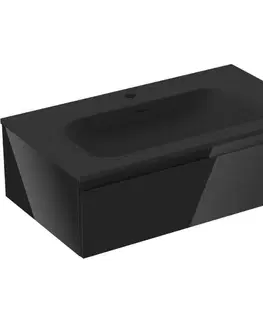 Kúpeľňový nábytok MEXEN/S - Orio kúpeľňová skrinka 80 cm s umývadlom Vela, 1 šuplík, čierna lesk/čierna mat 91A10-08023-1-BF70-W23M71