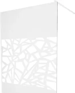 Sprchové dvere MEXEN/S - KIOTO Sprchová zástena WALK-IN 100 x 200, transparent/biely vzor 8 mm, biela 800-100-101-20-85