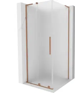 Sprchovacie kúty MEXEN/S - Velar L sprchovací kút, posuvné dvere 120 x 120, dekor, meď kartáčovaná 871-120-120-33-65