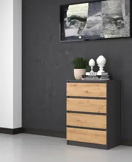 Komody a skrinky Zásuvková komoda WALMA M4, antracit/ dub artisan