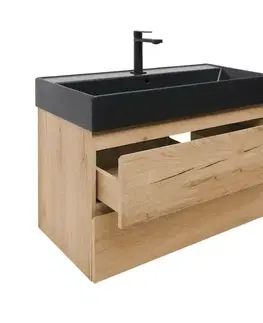 Kúpeľňový nábytok Kúpeľňová skrinka 2 zásuvková s umývadlom SAT B-Way 99x50x45 cm dub mat BWAY2100OAKU2B2B BWAY2100OAKU2B2B