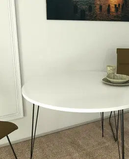 Konferenčné stolíky Jedálenský stôl Sandalf Shiny White