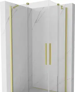 Sprchovacie kúty MEXEN/S - Velar Duo štvorcový sprchovací kút 100 x 90, transparent, zlatá kartáčovaná 871-100-090-02-55