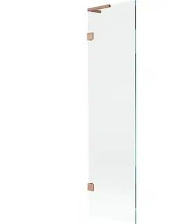 Sprchové dvere MEXEN/S - Lunar L vaňová zástena FIX 50 x 150, transparent, meď kartáčovaná 897L-050-000-65-00