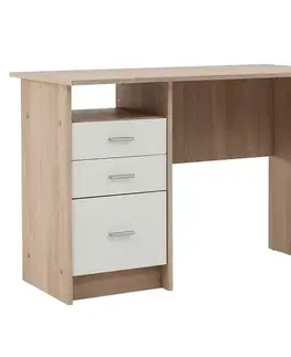 Písacie a pracovné stoly KONDELA Samson New pc stolík dub sonoma / biela