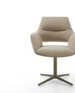 Jedálenské stoličky DELIFE Jedálenská stolička Yago-Flex s opierkami zmiešané materiály tmavobéžová podstava podstava efektová titánová 360° otočná vrecková pružina