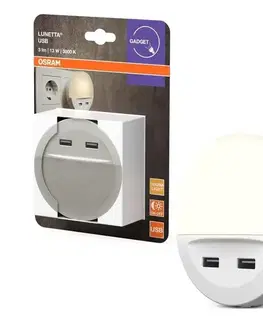 Svietidlá Osram - LED nočné svietidlo do zásuvky so senzorom LUNETTA 2xUSB LED/13W/230V 4099854530753