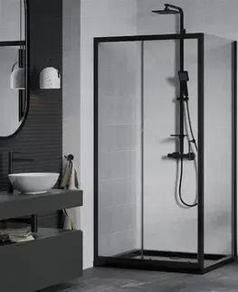 Vane MEXEN/S - Apia Sprchovací kút 100x70, transparent, čierna + vanička so sifónom 840-100-070-70-00-4070B