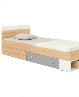 Postele pre dievčatá Posteľ Pixel  120 PX15 sušienkový dub / biely lux / sivý