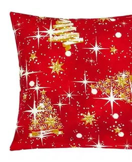 Obliečky Bellatex Obliečka na vankúšik Stromček vianočný červená, zlatá