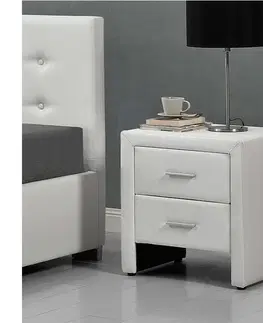 Nočné stolíky KONDELA Castel čalúnený nočný stolík biela