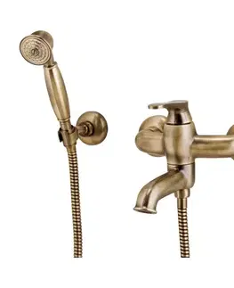 Kúpeľňové batérie OMNIRES - ART DECO vaňová batéria so sprchovou súpravou, bronz kartáčovaná AD5131BR