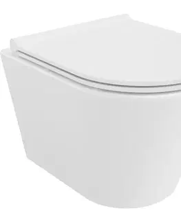 Záchody MEXEN/S - Rico Závesná WC misa Rimless Tornado vrátane sedátka s slow slim, duroplast, biela lesk 30720500T