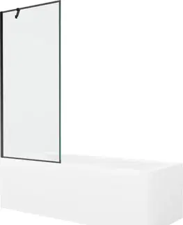 Sprchové dvere MEXEN/S - Cubik obdĺžniková vaňa 170 x 70 cm s panelom + vaňová zástena 80, čierna vzor 550317070X9508007070