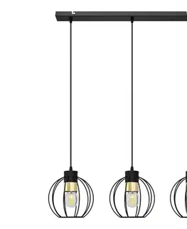 Svietidlá  Luster na lanku STARLIGHT 3xE27/15W/230V čierna/zlatá W-L 1399/3 BK+GO