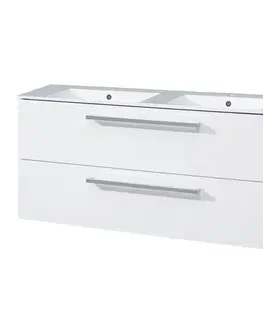 Kúpeľňový nábytok Mereo Bino, kúpeľňová skrinka s keramickým umývadlom 121 cm, biela/dub CN673
