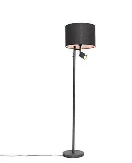 Lampy Stojaca lampa čierna s bielym vnútrom a lampou na čítanie - Jelena