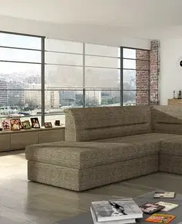Sedacie súpravy NABBI Estrela L rohová sedačka s rozkladom a úložným priestorom cappuccino
