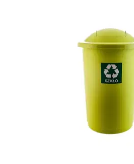 Koše odpadkové PLAFOR - Kôš odpadkový 50 l na recykláciu s výklopným vekom, zelený