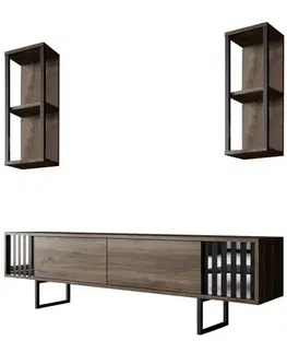 Obývacie steny TV skrinka / Obývacia stena Chrome Line - Walnut, Black