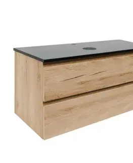 Kúpeľňový nábytok Kúpeľňová skrinka s krycou doskou z kameňa SAT B-Way 99x50x45 cm dub mat BWAY2100OAKTK BWAY2100OAKTK