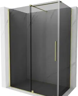 Sprchovacie kúty MEXEN/S - Velár sprchovací kút, posuvné dvere 160 x 90, grafit, zlato kartáčovaná 871-160-090-41-55
