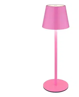 Lampy Globo 58488P-LED stmievateľná dotyková nabíjateľná vonkajšia stolná lampa VANNIE 3W/5V IP54 1800mAh ružová 58488P