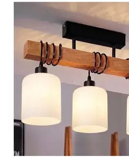 Svietidlá BRILAGI - Prisadený luster WOOD GLASS 3xE27/60W/230V borovica/čierna/biela EG44074+3xNSTK7006
