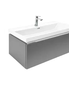 Kúpeľňový nábytok Kúpeľňová skrinka s umývadlom a batériou SAT Feel 80x30x44, 8 cm antracit mat SATFEEL80ANTU4BA SATFEEL80ANTU4BA