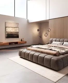 Čalúnené postele DELIFE Čalúnená posteľ Cutio 180x200 cm mikrovlákno taupe vintage