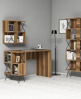 Písacie stoly Písací stôl s knižnicou Extra 2 - Walnut