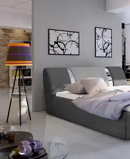 Postele NABBI Folino 180 čalúnená manželská posteľ s roštom tmavosivá / svetlosivá