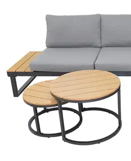 Záhradný nábytok SARDINIA záhradná rohová modulová sedacia súprava, popol/teak