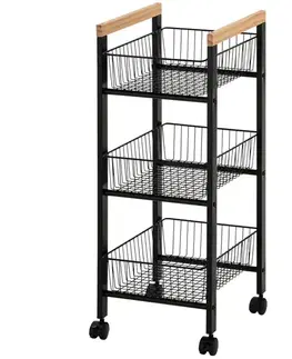 Všetky produkty Úložný vozík 3 úrovne čierna/prírodná Gc6010