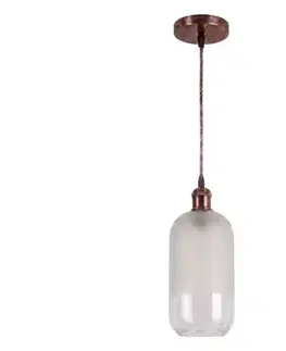 Svietidlá BRILAGI - LED luster na lanku RETRO GLASS 1xE27/60W/230V pr. 14 cm medená/biela NSTK7777+AI0179