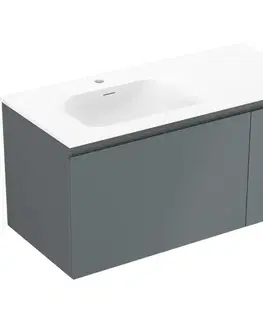 Kúpeľňový nábytok MEXEN/S - Orio kúpeľňová skrinka 90 cm s umývadlom Vela ľavá, 1S, 1D, grafit mat/biela mat 91A13-09047-3-BBFF66-W23L01