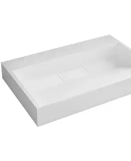 Umývadlá CERANO - Umývadlo z liateho mramoru Vita - nástenné aj na dosku - biela matná - 70x46 CER-8050BD6939