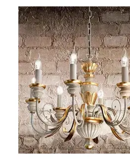 Svietidlá Ideal Lux - Luster na reťazi FIRENZE 8xE14/40W/230V pr. 64 cm biela/zlatá 012872