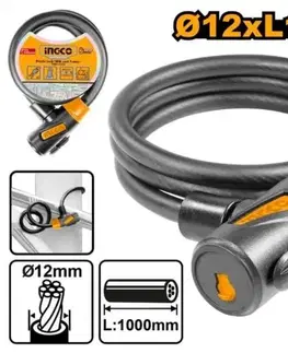 Zámky na bicykel INGCO Zámok na bicykel 12x1000mm na kľúč INGCO KLC