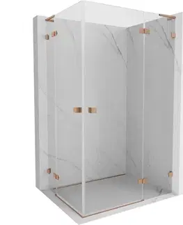 Sprchovacie kúty MEXEN/S - Lunar L Duo sprchový kút dvere krídlové pravá 90 x 85, transparent, meď kartáčovaná 834L-090P-085L-65-00