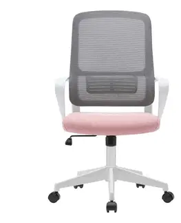 Kancelárske stoličky KONDELA Salomo Typ 1 kancelárska stolička s podrúčkami ružová / sivá / biela
