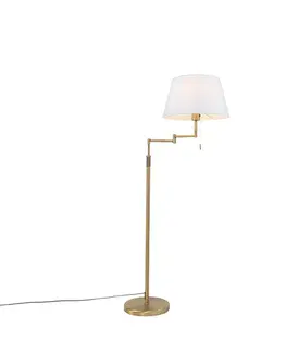 Stojace lampy Stojaca lampa bronzová s bielym tienidlom a nastaviteľným ramenom - Ladas Deluxe