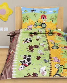 Obliečky Bellatex Detské bavlnené obliečky Junior Farma, 140 x 200 cm, 70 x 90 cm, 140 x 200 cm, 70 x 90 cm