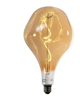 LED osvetlenie E27 Stmievateľná LED žiarovka so špirálovým vláknom PS160 zrkadlová zlatá 6W 100 lm 1800K