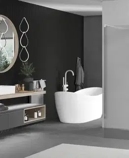 Sprchové dvere MEXEN/S - Kioto Sprchová zástena WALK-IN voľne stojaca 100 x 200, prúžky 8 mm, biela 800-100-002-20-09