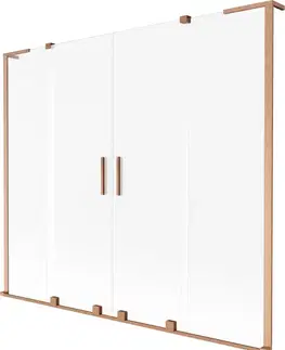 Sprchové dvere MEXEN/S - Velar L Duo dvojkrídlová posuvná vaňová zástena 200 x 150, dekor, meď kartáčovaná 896-200-003-32-65