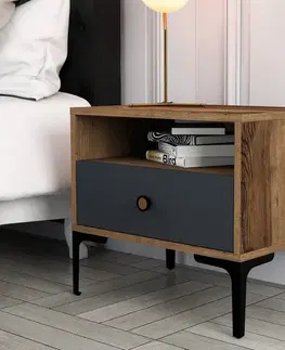 Nočné stolíky Nočný stolík Lizbon 529 - Walnut, Anthracite
